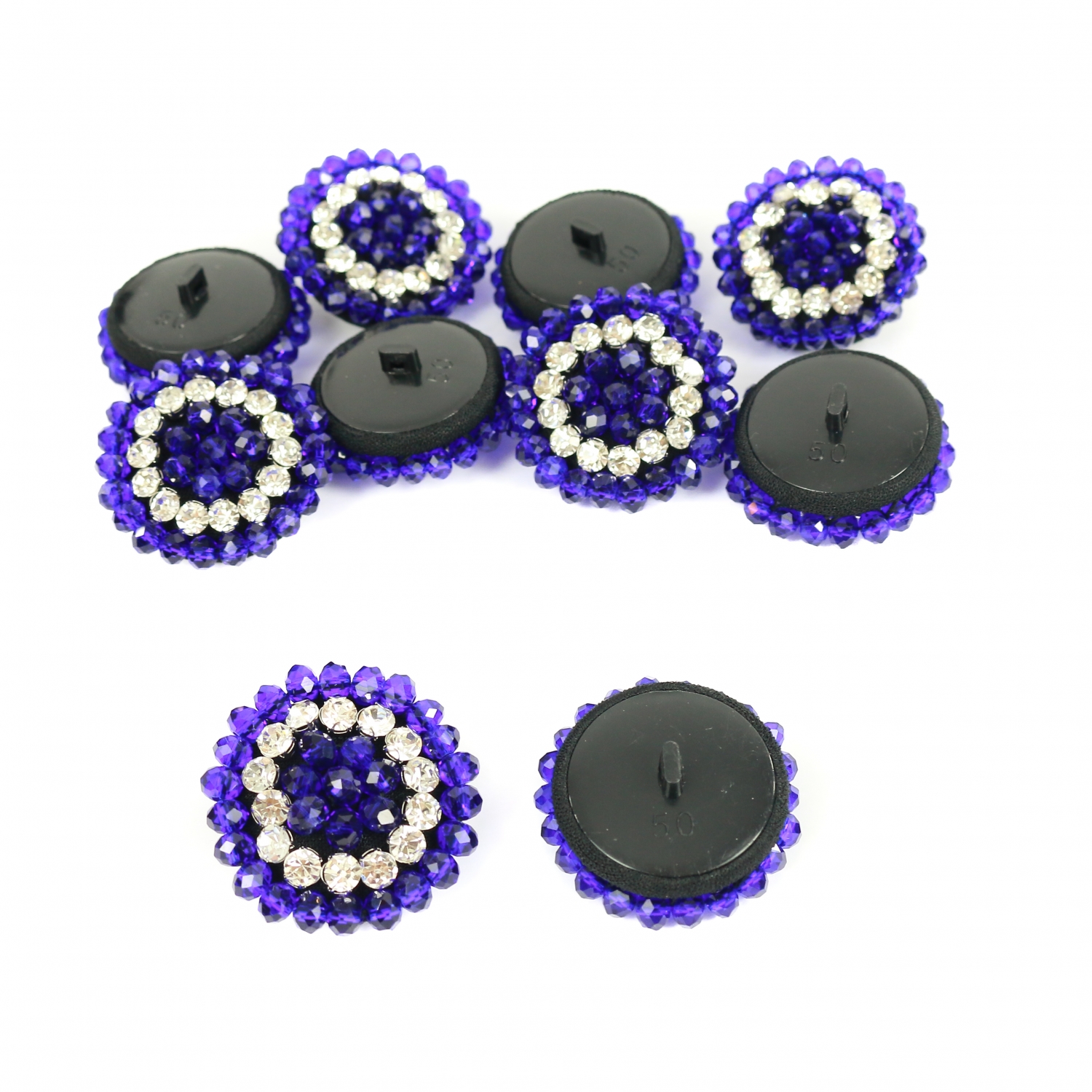 Shank Buttons with Rhinestones and Beads, 4 cm (10 pcs/pack) Code: BT0825