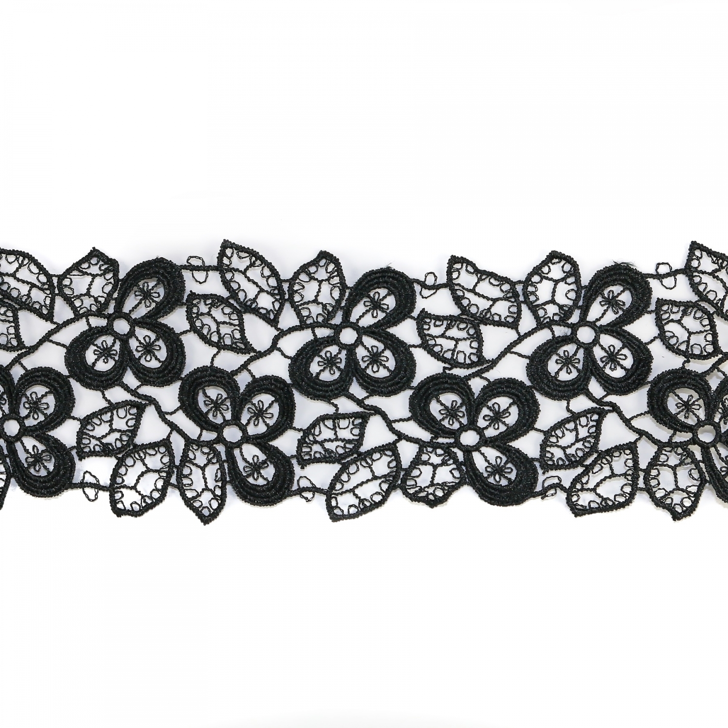 Banda Dantela Brodata, 6.5 cm, Negru (1 metru/rola) Cod: DC2455 - 2