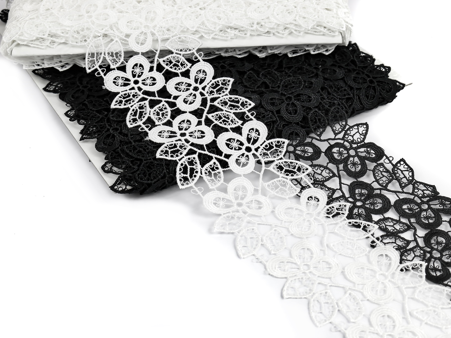 Banda Dantela Brodata, 6.5 cm, Negru (1 metru/rola) Cod: DC2455 - 4