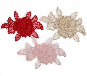 Flori Textile cu Perle si Strasuri, diametru 50 mm (10 bucati/pachet) - Aplicatie Brodata, lungime 18.5 cm (10 buc/pachet) Cod: 11441