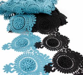 Lace, width 18 mm (13.72 m/roll)Code: 0575-1049 - Border Lace Embroidered 3D, 16 cm (12.50 m/roll) Code: A012-0048