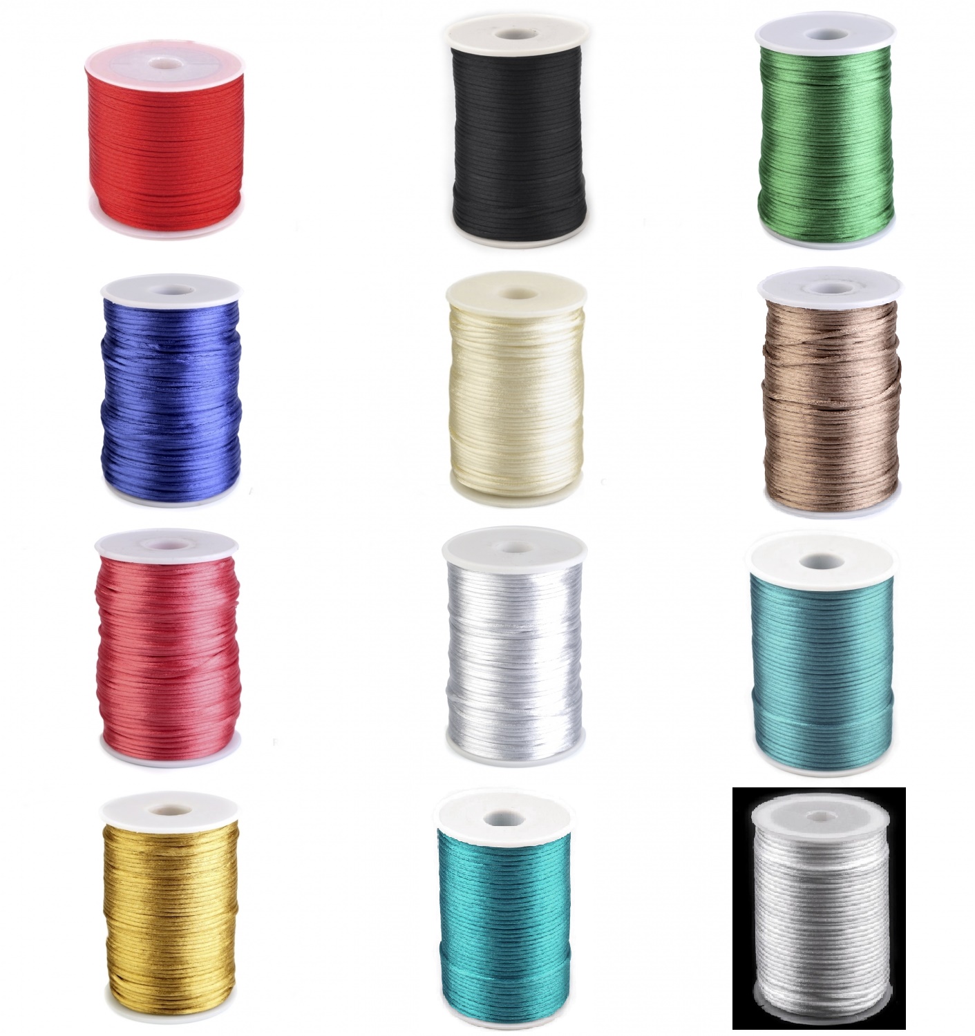 100% Polyester Rattail Satin Cord, diameter 2 mm (95 meters/roll) 310013