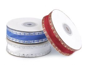 Banda Decorativa Poliester Radu 25 mm ( 100 metri/rola ) - Panglica cu Lurex si Intaritura de Sarma pe Margini, latime 25 mm (18 m/rola) Cod: 430305