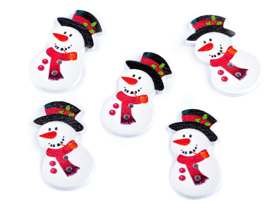 Wooden Decorative Buttons (10 pcs/pack) Model: Snowman