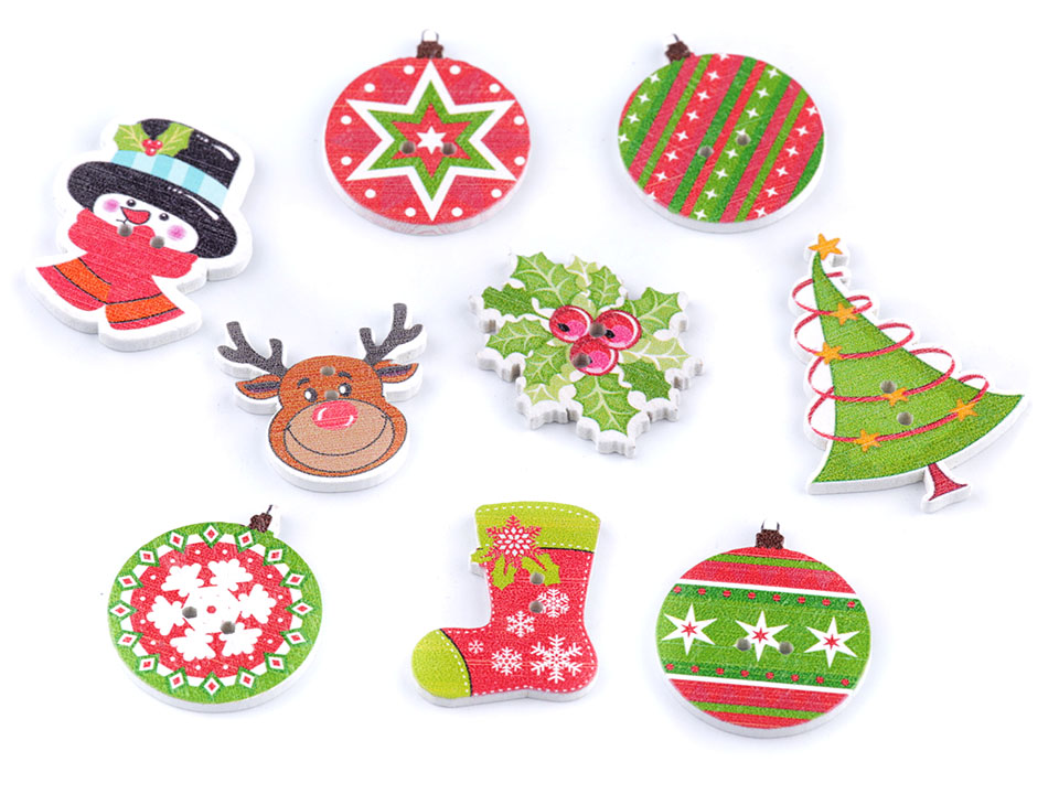 Decorative Christmas Wooden Button (10 pcs/pack)Code: 120512 
