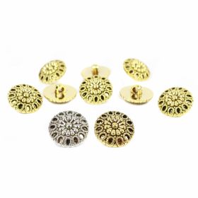 Metalized Plastic Buttons JU882, Size 34, Gold (100 pcs/pack) - Plastic Metallized Shank Buttons, size 24 (144 pcs/pack) Code: B6305