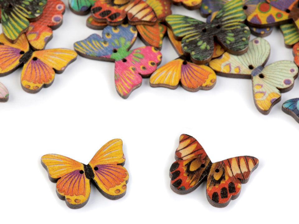 Wooden Decorative Buttons (25 pcs/pack) Model: Butterfly