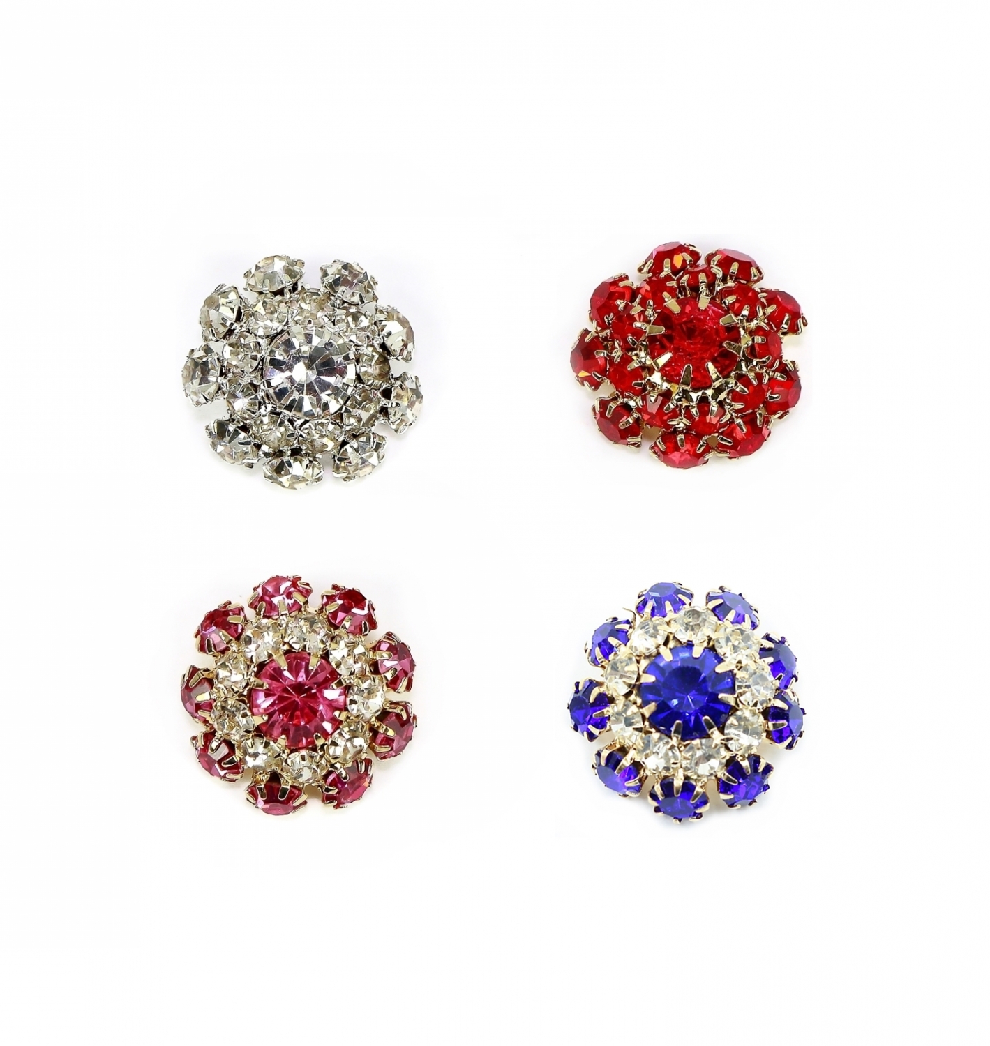 Shank Buttons with Rhinestones and Beads, 2cm (10 pcs/pack) Code: BT0844