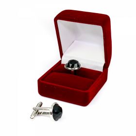 Set #21 cu Cristale Swarovski Set Butoni Camasa si Cutie, Negru, 1.4 cm (2 buc/set)Cod: Set 2
