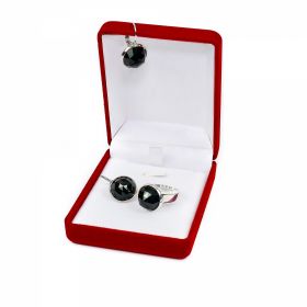 Set #21 cu Cristale Swarovski Set Cutie, Cercei si Inel cu Cristale Swarovski, Negru (3 buc/set) Cod: Set 1