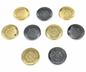 Four Holes Buttons 11HB-H614, Size 34, Gold - Plastic Metallized Shank Buttons, size 36 (100 pcs/pack) Code: S632