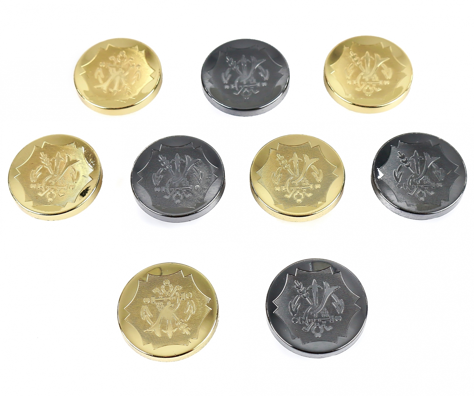 Plastic Metallized Shank Buttons, size 24 (100 pcs/pack) Code: S632
