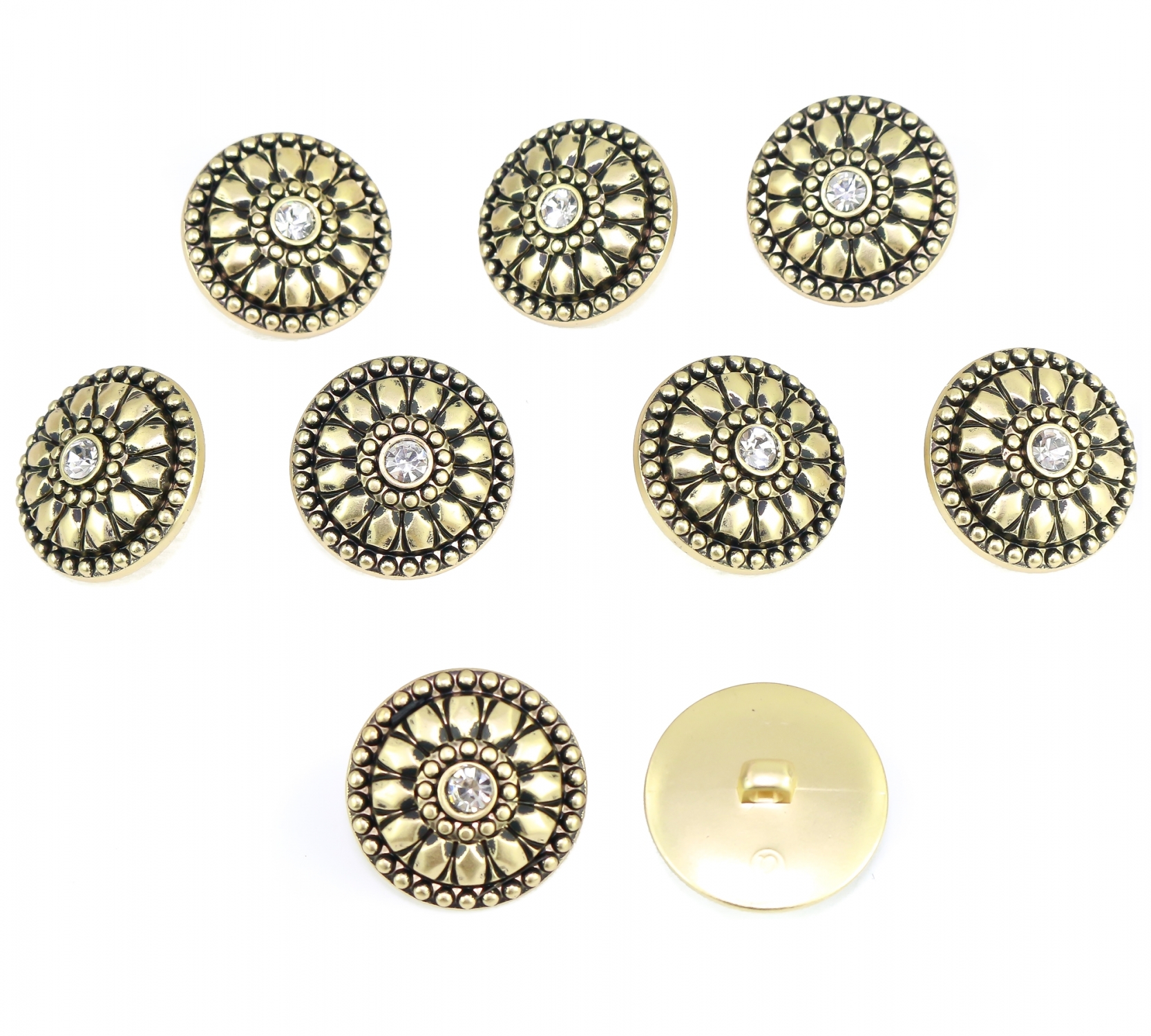 Plastic Metallized Shank Buttons, size 24 (100 pcs/pack) Code: S777 - 3