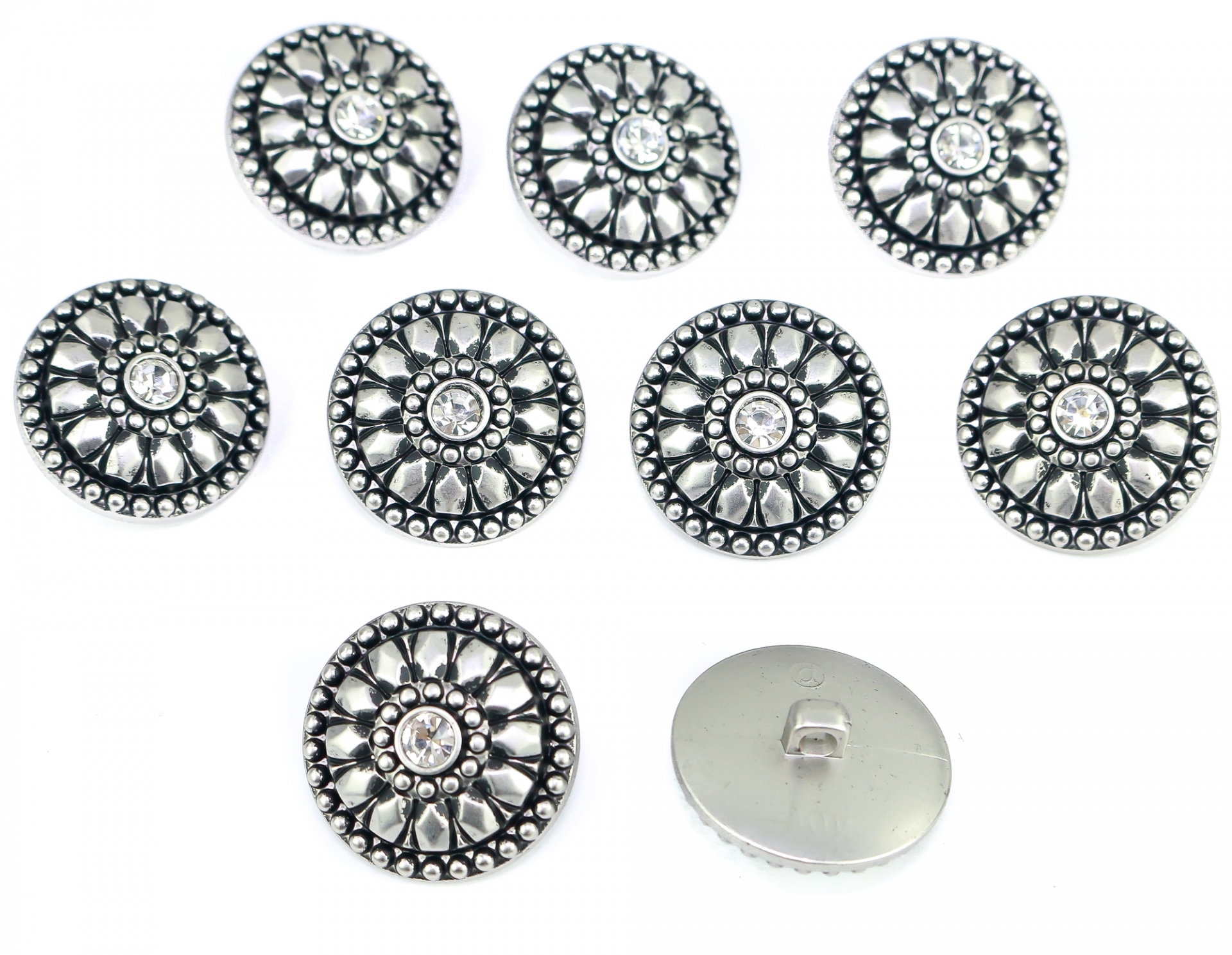 Plastic Metallized Shank Buttons, size 24 (100 pcs/pack) Code: S777 - 2