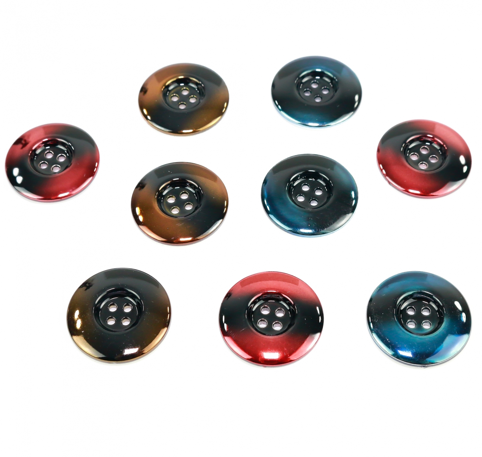 4-Holes Plastic Metallized Buttons, size 24 (100 pcs/pack) Code: S238