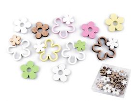 Nasturi Decorativi din Lemn Flori din Lemn Decorative, 35x40 mm (24 buc/cutie)Cod:780971
