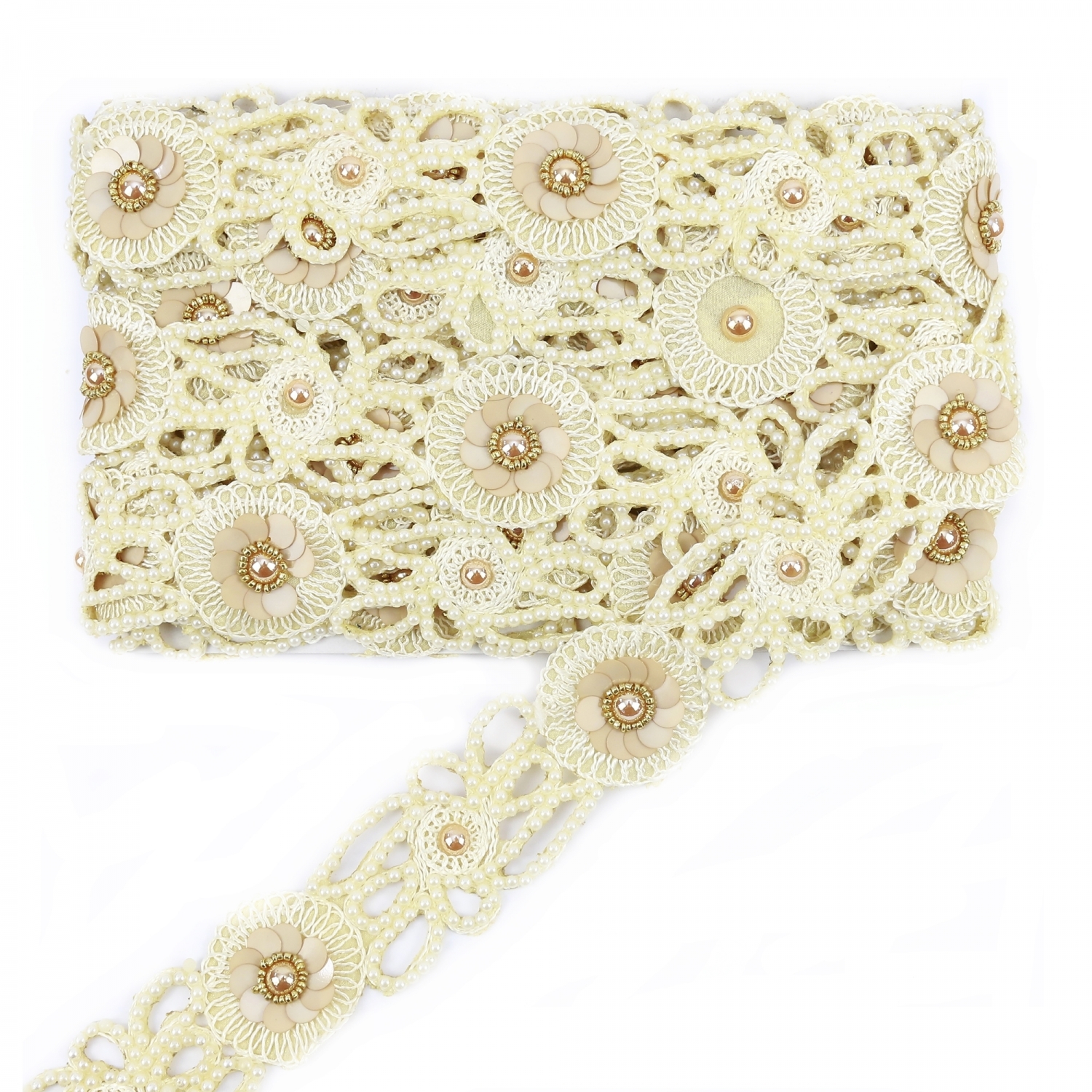 Pasmanterie cu Paiete si Margele, Model Floare, latime 5 cm (1 metru)Cod: 40306 - 2