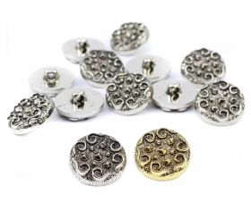 Metalized Buttons - Plastic Shank Buttons, Size: 15 mm (144 pcs/pack)Code: 59165/15MM