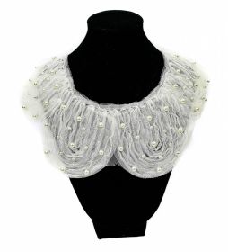 Aplicatie Colier/Guler Decorativ Brodat (5 buc/pachet) Model 2 Aplicatie Colier/Guler Decorativ din Tul cu Perle (5 buc/pachet) Model 3