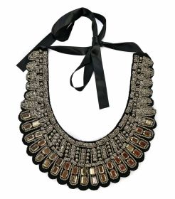 Gulere Baza Textila Colier/Guler Decorativ cu Margele si Strasuri (2 buc/pachet) Model 8