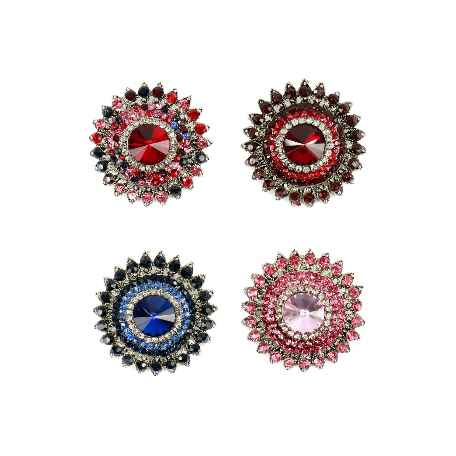 Shank Buttons with Rhinestones, Size 37 mm (10 pcs/pack) Code: BT0946