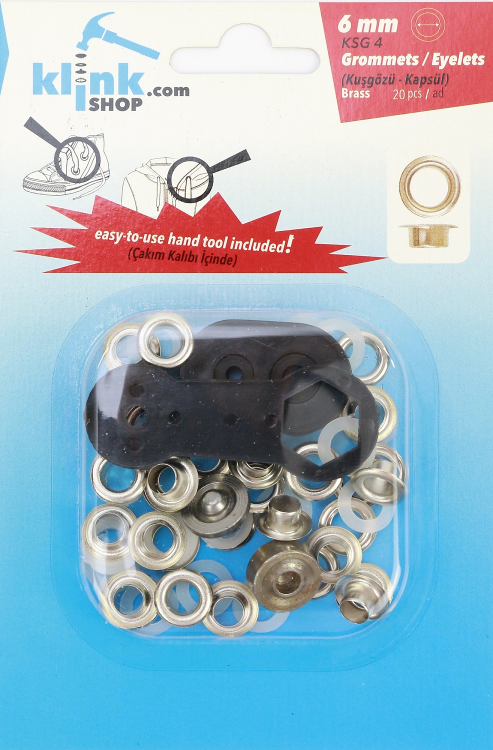 6 mm Eyelets and Grommets Easy Application Kit (20 pcs/pack)