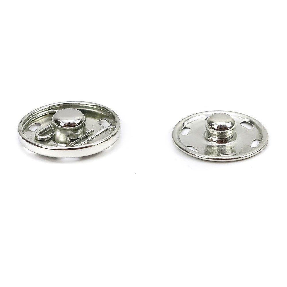 Metal Sew-on Snaps, 21 mm, Silver (200 sets/box) - 2