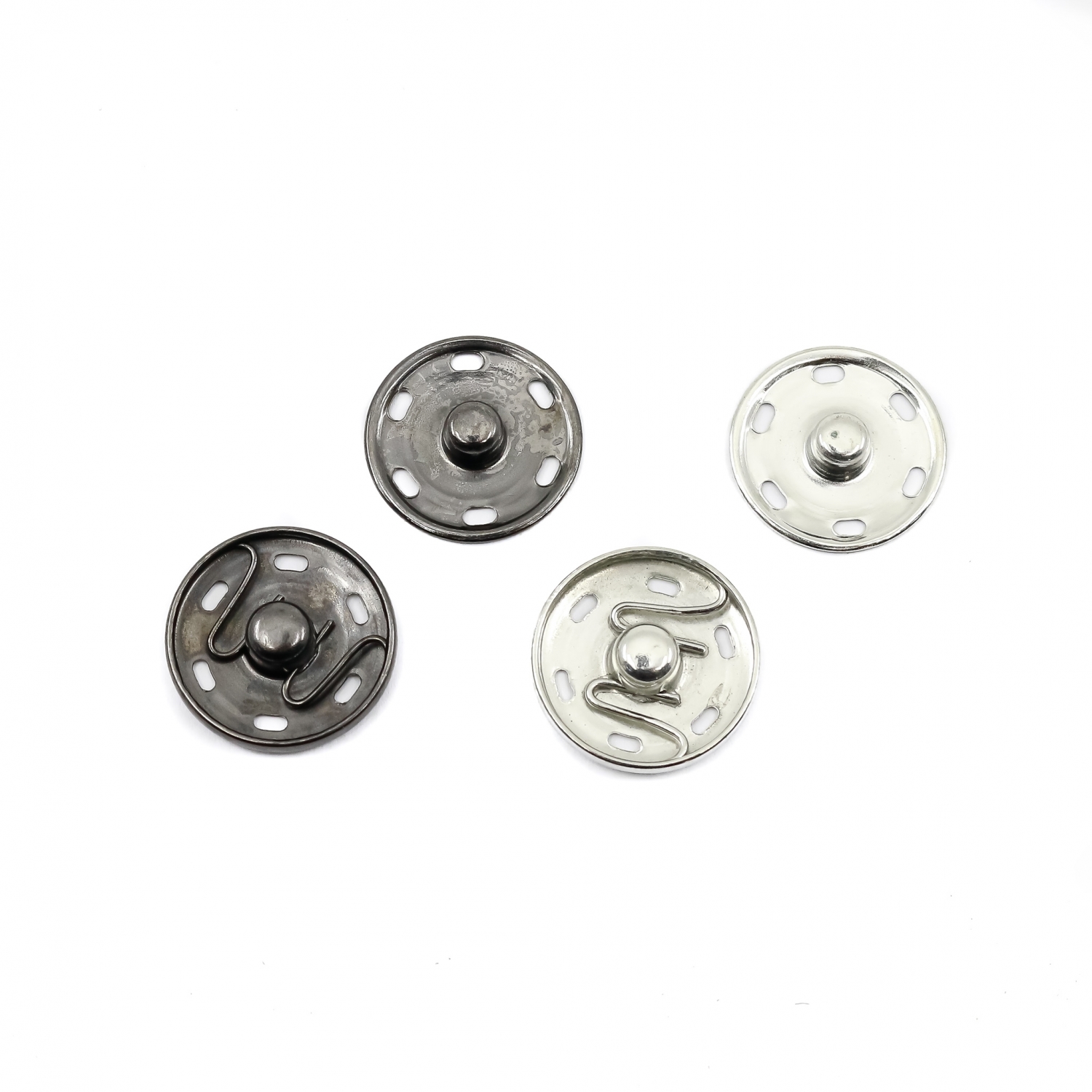 Metal Sew-on Snaps, 21 mm, Silver (200 sets/box)