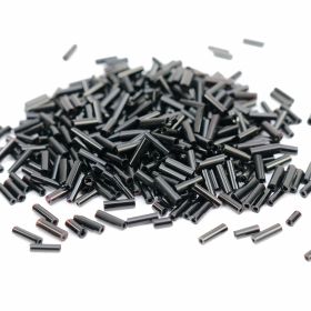 Glass Beads (100 gr/bag) - Tube Glass Beads, Color: Black (100 gr/bag)