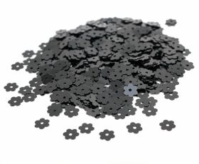 Paiete Decorative, diametru: 6 mm (91.44 metri/rola)Cod: PAIETE-3 Paiete, 6 mm, Model Floare, Negru (100 gr/pachet)