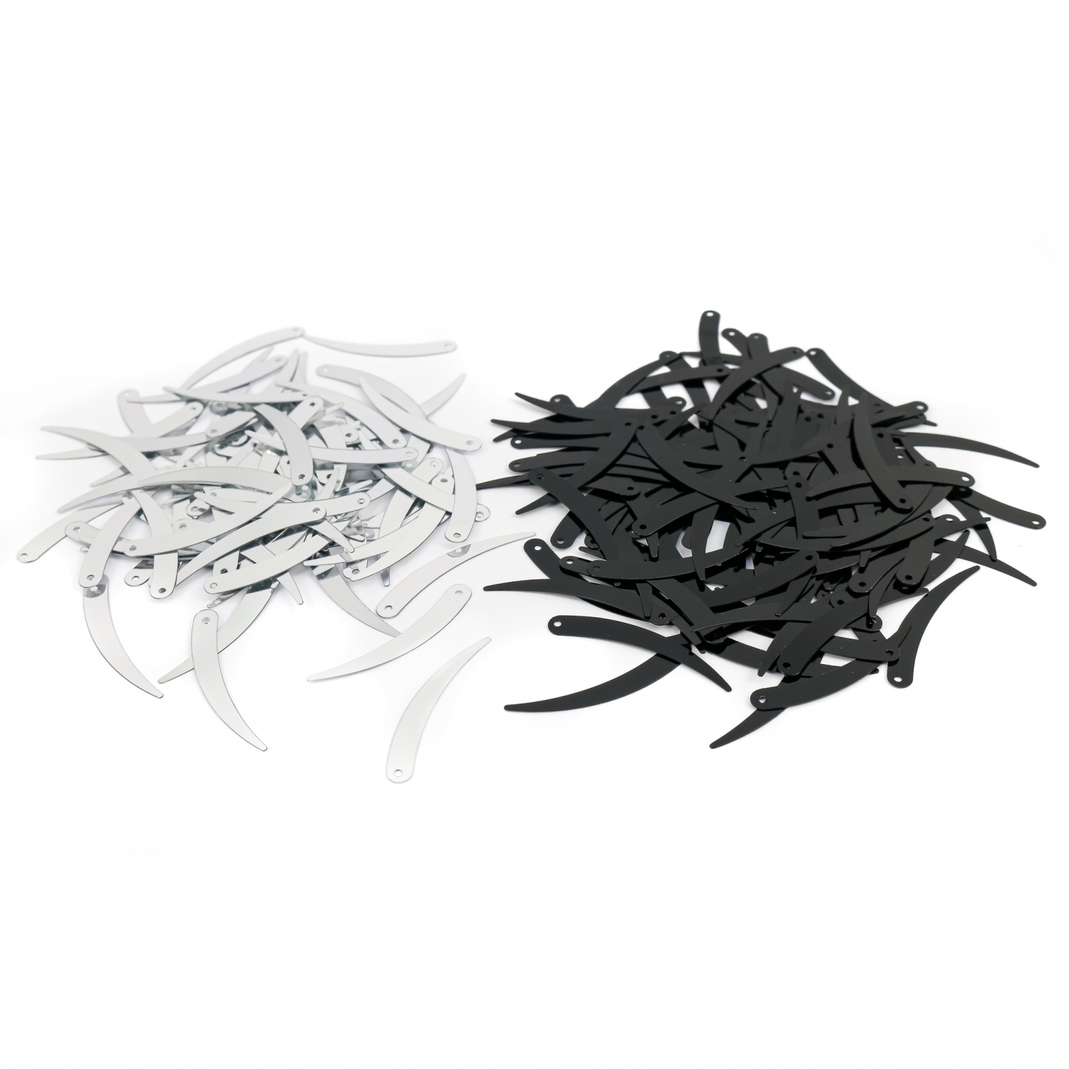 Long Sequins, 32 mm, Black, Silver ( 100 /pack)