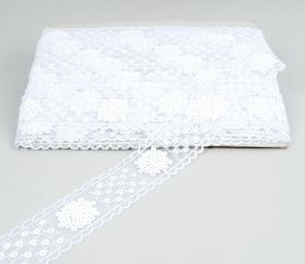 Lace and Trimmings - Sale - Border Lace Embroidered, width 4.2 cm (13.72 meters/roll) Code: OKC122