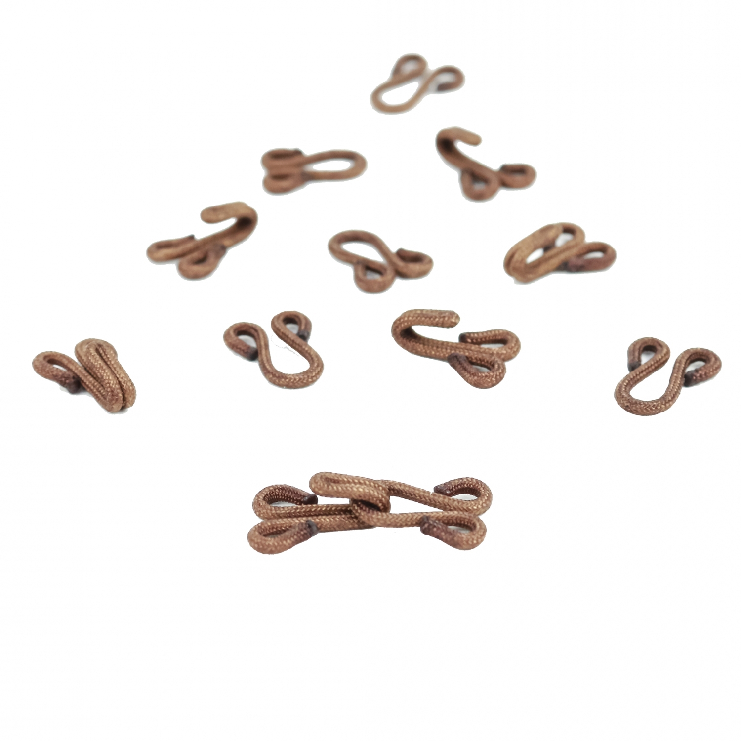 Covered Hook and Eye Clasps, Brown, 30 mm (144 sets/pack)Code: MB Imbracat