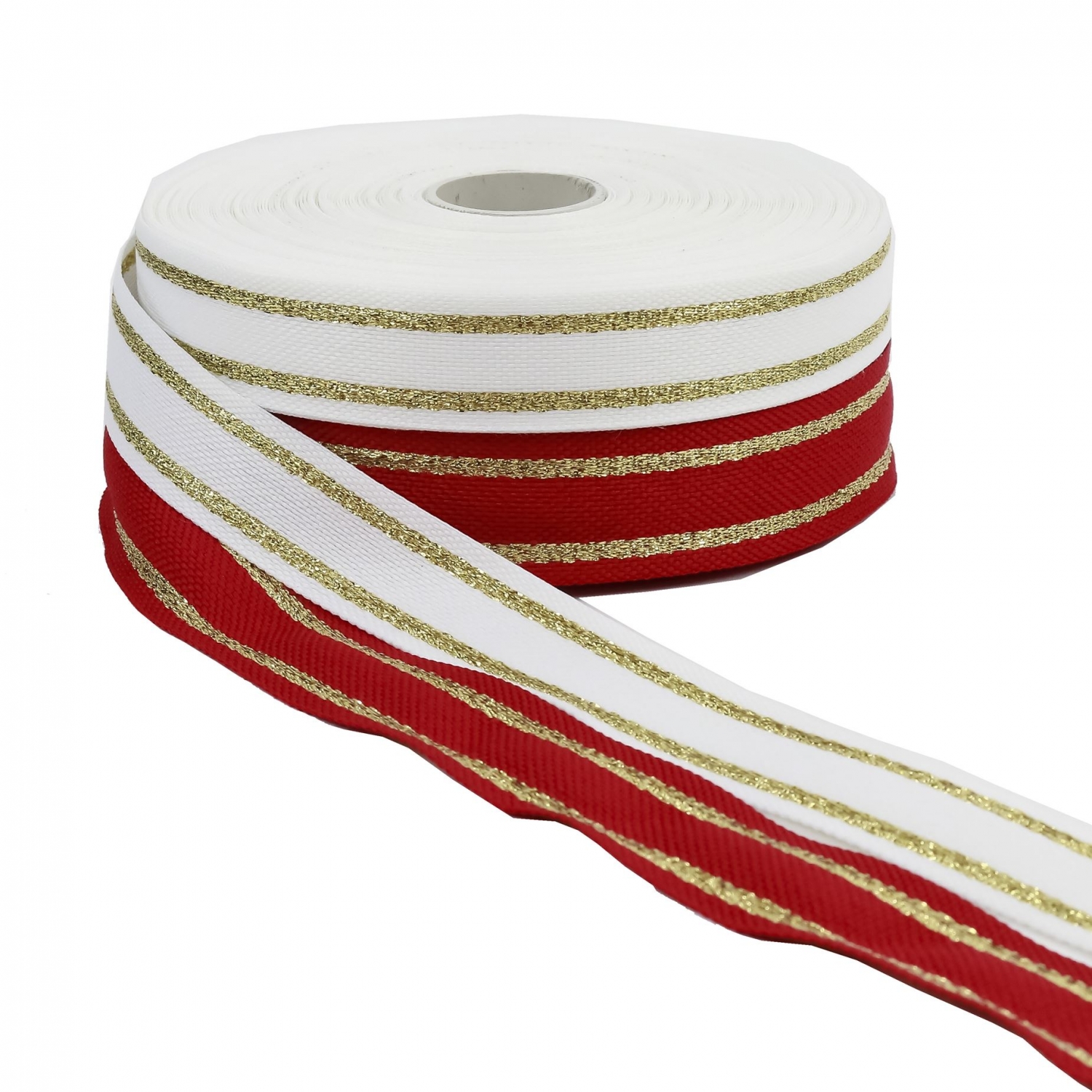 Christmas Ribbon with Metalic Thread, 25 mm (25 m/roll) Code: CARMINA