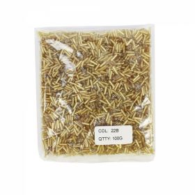Decorare Margele Tubulare din Sticla, Culoare: Auriu 22B (100 gr/punga)
