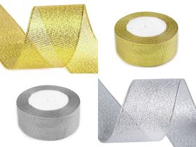 Panglica Decorativa cu Lurex, latime 25 mm (25 m/rola) Cod: 430326 Panglica Decorativa cu Lurex, latime 38 mm (22.5 m/rola) Cod: 420088