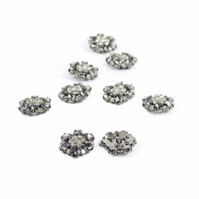 Metallized plastic buttons B6318, Size 16L (144 pcs/pack) - Shank Buttons with Rhinestones, Size 26 mm (10 pcs/pack) Code: BT1007