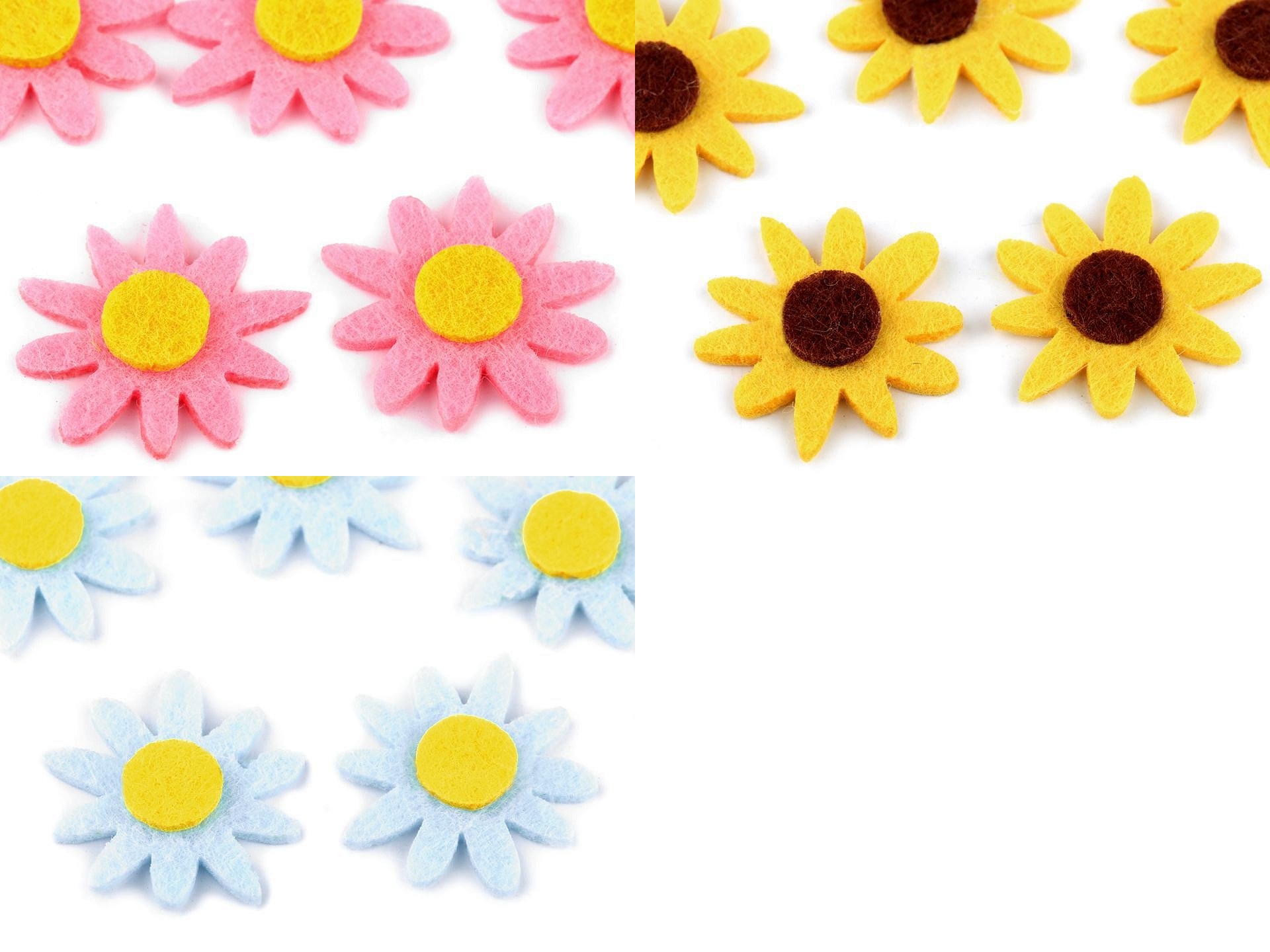 Sew-On Flowers, diameter 3 cm (5 pcs/pack)Code: 780122