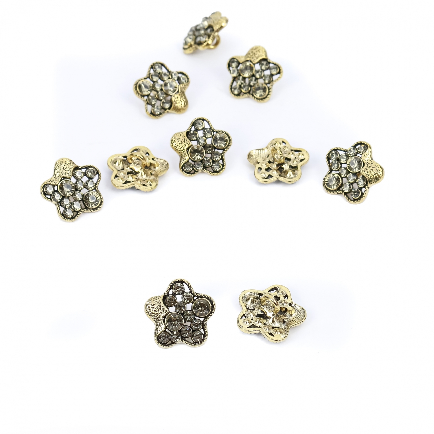 Shank Buttons with Rhinestones, Size 21 mm (10 pcs/pack) Code: BT1356