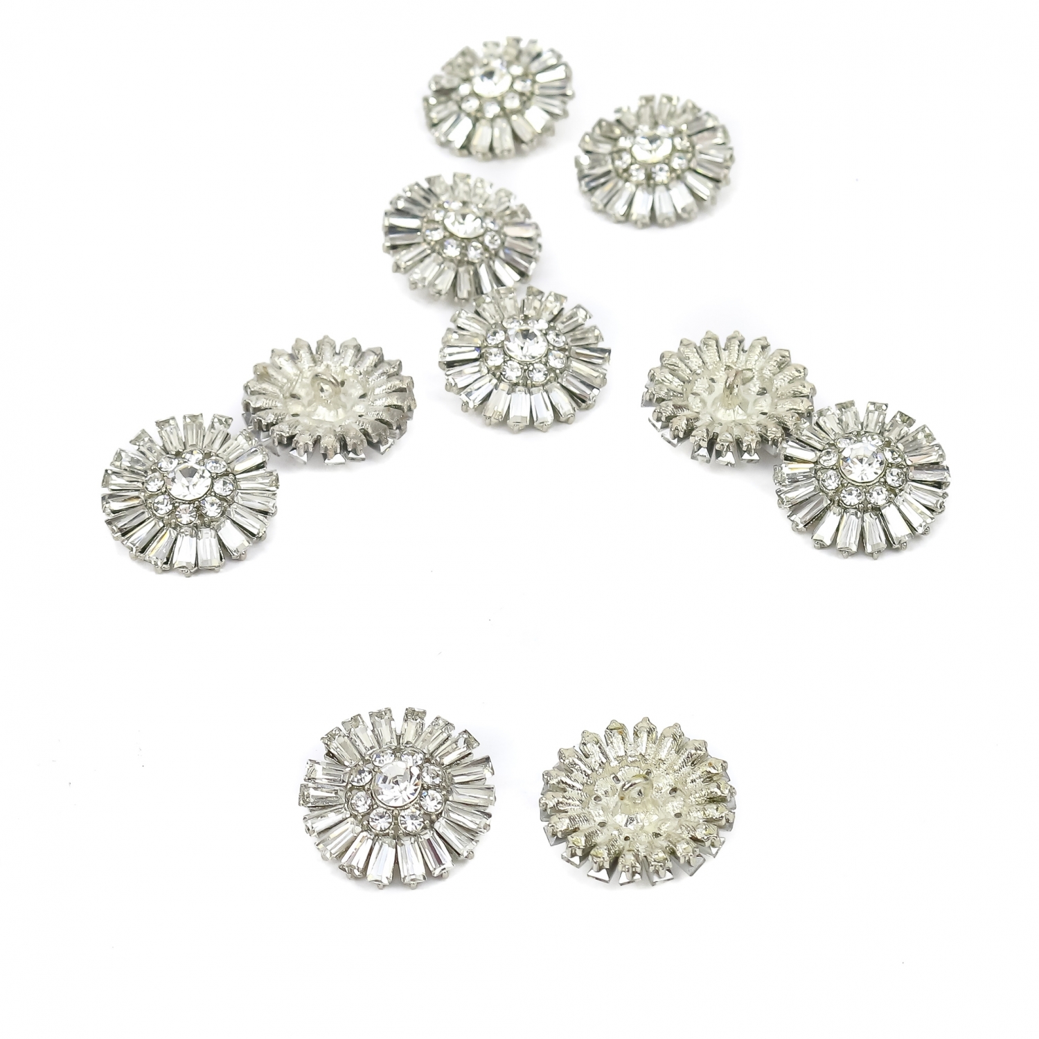 Shank Buttons with Rhinestones, Size 25 mm (10 pcs/pack) Code: BT1209