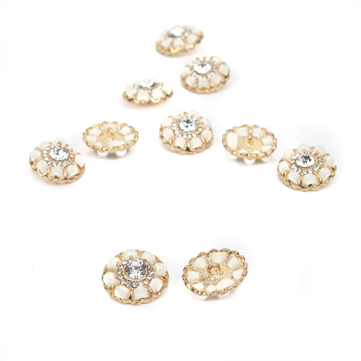 Shank Buttons with Rhinestones, Size 20 mm (10 pcs/pack) Code: BT1192
