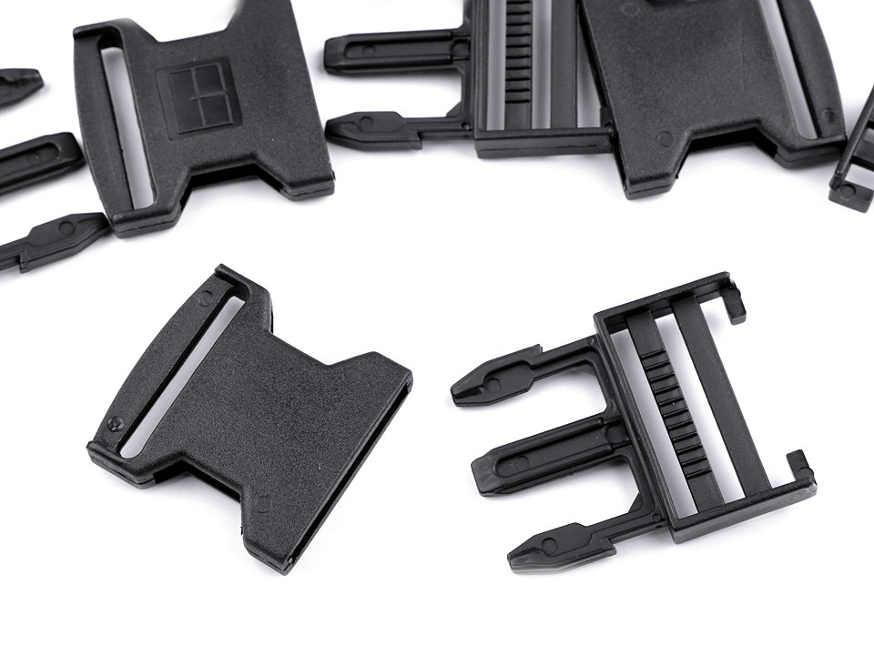 Plastic Trident Buckle, 40 mm, Black (5 pcs/pack)