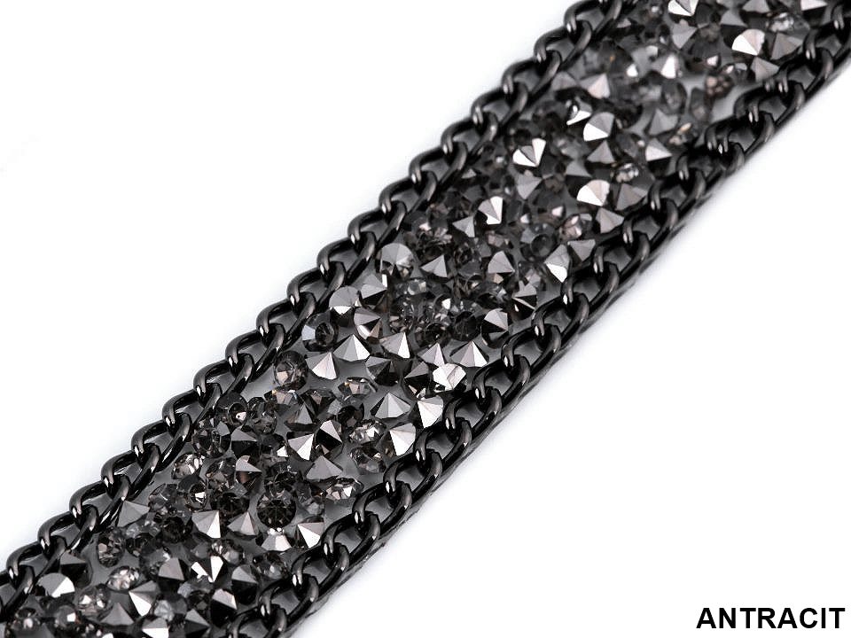 Iron-on Trim/Border with Rhinestones and Chain (9 m/roll)Cod: 520176 - 2