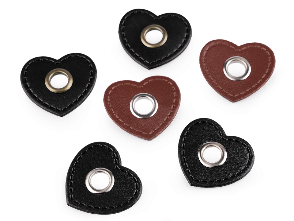 Eco-friendly leather heart application with stitching (20 pieces / pack) Code: 840487
