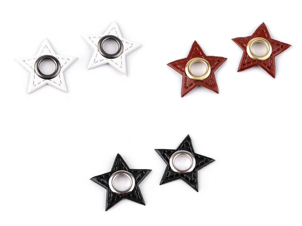 Eco-friendly leather star application with stitching (20 pieces / pack) Code: 840488