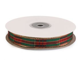 Banda Decorativa Poliester - Panglica Decorativa in Carouri cu Lurex, latime 15 mm (22.5 m/rola) Cod: 430378