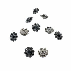 Metallized plastic buttons B6304, Size 18L (144 pcs/pack) - Shank Buttons with Rhinestones and Beads, 1.9 cm (10 pcs/pack) Code: BT1385