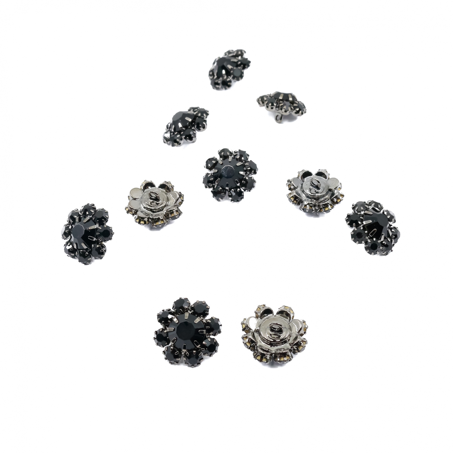 Shank Buttons with Rhinestones and Beads, 1.9 cm (10 pcs/pack) Code: BT1385