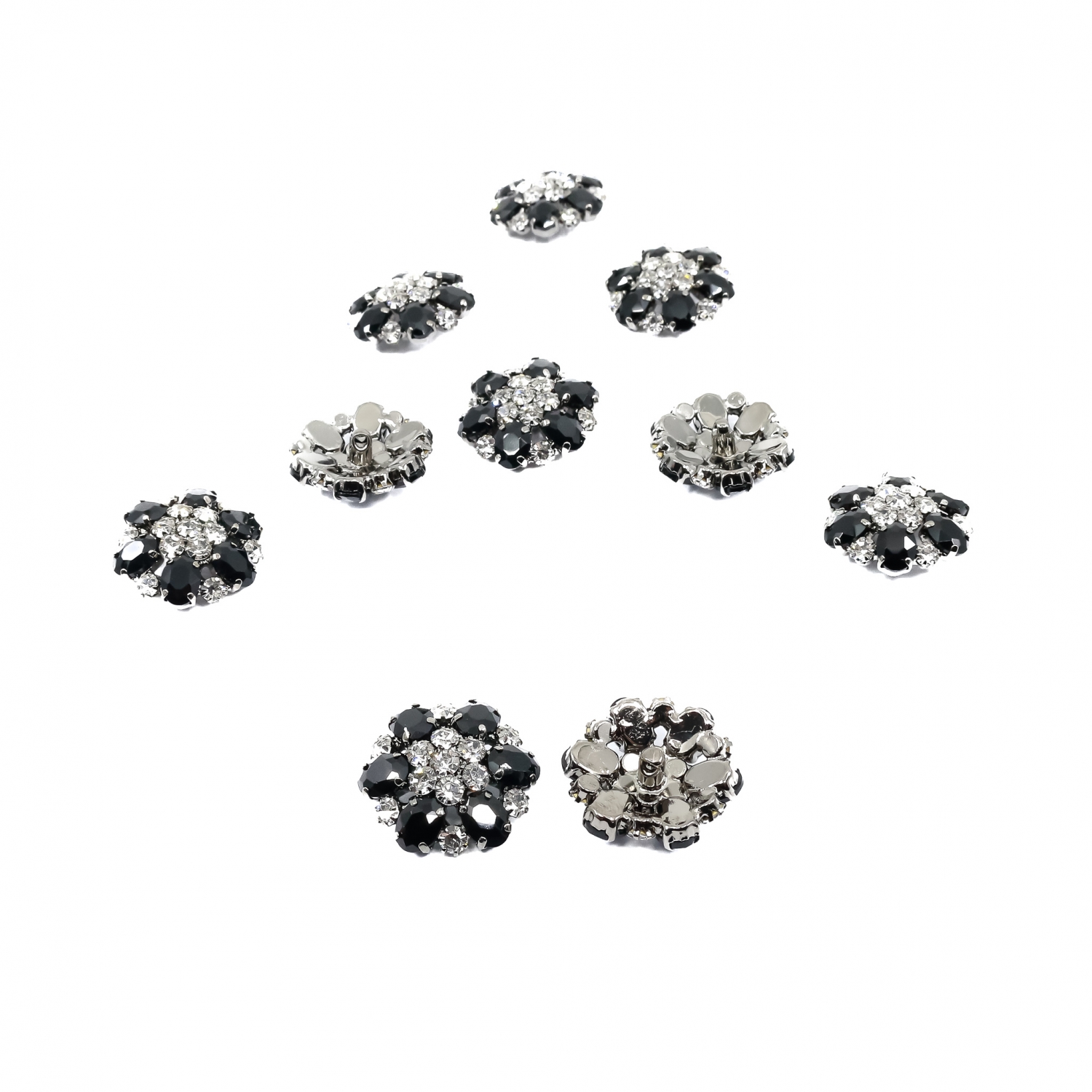Shank Buttons with Rhinestones, 2.5 cm (10 pcs/pack) Code: BT1386