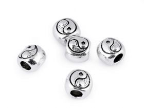 Pearl String, Sew-on Rhinestones and Beads - Metal Beads, Yin and Yang, 9x10 mm (50 pcs/bag)Code: 330626